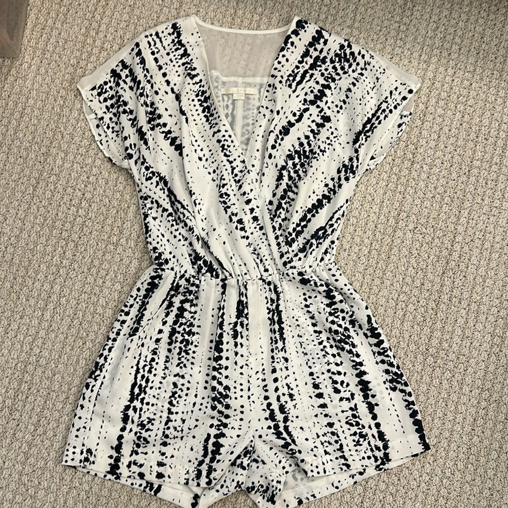 Blue and White Fully Lined Romper